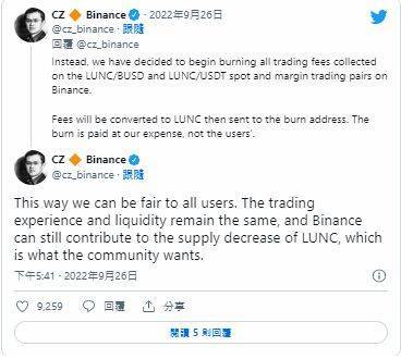 LUNC秒涨46%<strong></p>
<p>币安交易</strong>!CZ不敌「抵制币安运动」改全面销毁Lunc 交易手续费