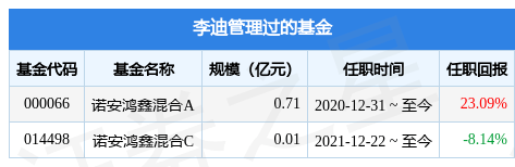 诺安策略精选股票基金经理变动：增聘李迪为基金经理