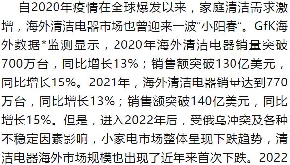 【市场分析】2022年海外清洁电器市场分析