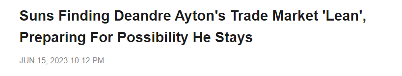 名记曝艾顿交易行情惨淡<strong></p>
<p>交易行情</strong>!太阳中锋送不走:开拓者拒用探花签换他