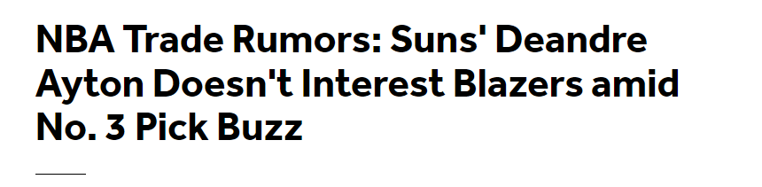 名记曝艾顿交易行情惨淡<strong></p>
<p>交易行情</strong>!太阳中锋送不走:开拓者拒用探花签换他