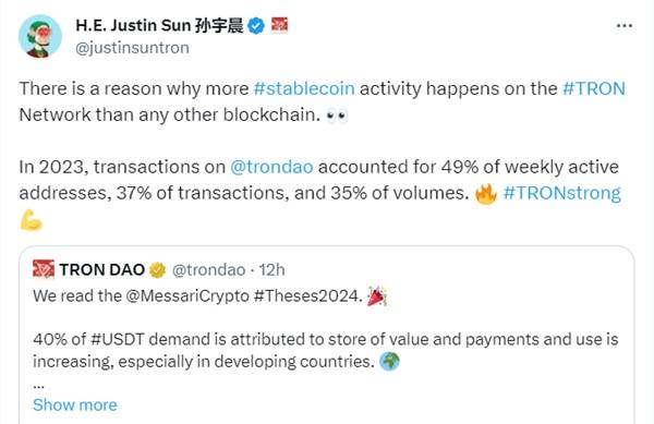 Messari 2024年Top 10 产品预测：波场TRON是稳定币结算的顶级网络