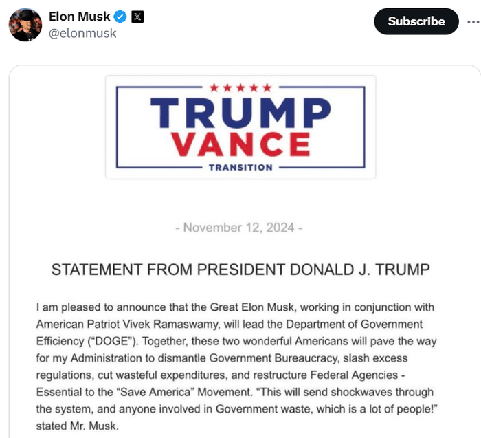 马斯克确认将领导“政府效率部”对抗官僚主义:<strong></p>
<p>Binance官网</strong>你可不知道这将产生多大影响