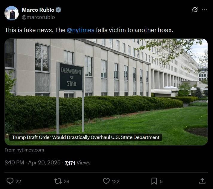 特朗普大刀砍向鲁比奥的国务院<strong></p>
<p>币安官方网址</strong>?“236年来最大重组之一”