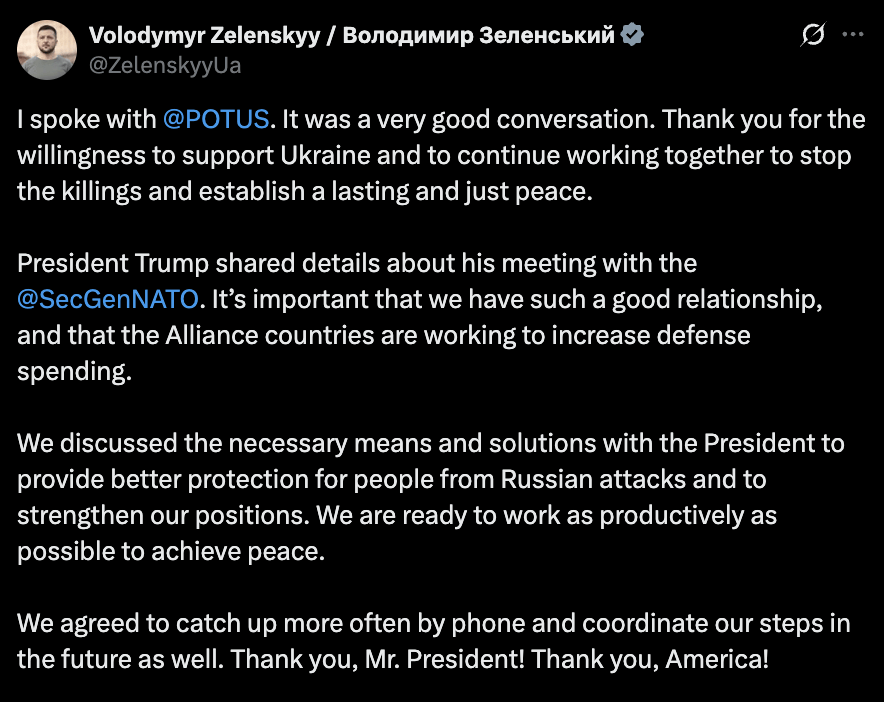 特朗普要求俄50天内停火 否则征100%二级关税