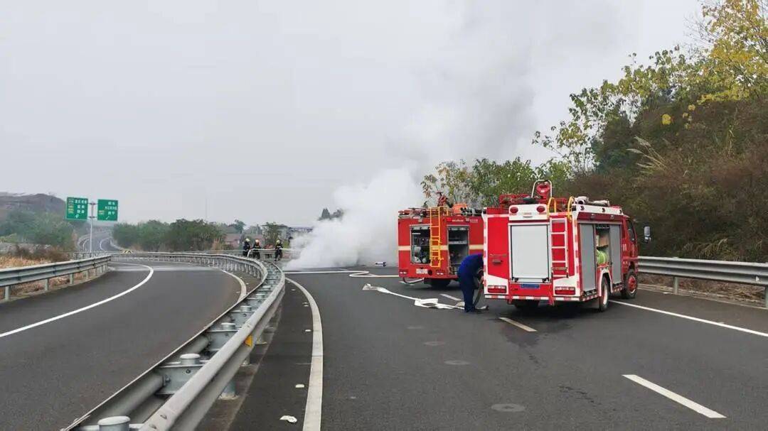 四川高速上一汽车突发自燃！车内两人闻到异味后果断弃车<strong></p>
<p>四川九洲股票</strong>，成功逃生